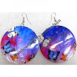 Shell Earring, Flat Round, 50x70mm, Sold by pair