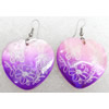 Shell Earring, Heart, 40x55mm, Sold by pair