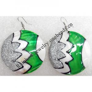 Shell Earring, Flat Round, 50x70mm, Sold by pair