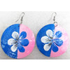 Shell Earring, Flat Round, 50x70mm, Sold by pair