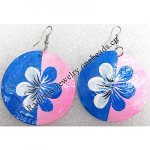 Shell Earring, Flat Round, 50x70mm, Sold by pair