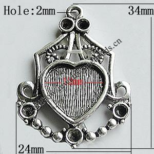 Zinc Alloy Cabochon Settings, 34x24mm Hole:1.5mm, Sold by Bag