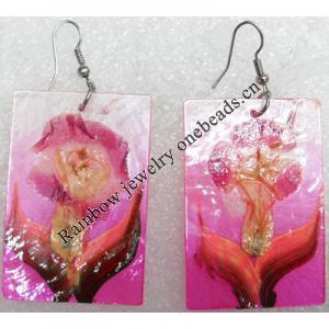 Shell Earring, Rectangle, 32x48mm, Sold by pair