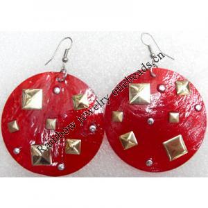 Shell Earring, Flat Round, 50x70mm, Sold by pair