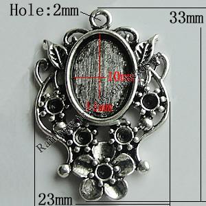 Zinc Alloy Cabochon Settings, 33x23mm Hole:2mm, Sold by Bag