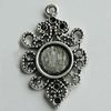 Zinc Alloy Cabochon Settings, 35x22mm Hole:2mm, Sold by Bag