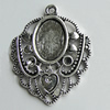 Zinc Alloy Cabochon Settings, Leaf 34x27mm Hole:2mm, Sold by Bag