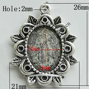 Zinc Alloy Cabochon Settings, Flower 26x21mm Hole:2mm, Sold by Bag
