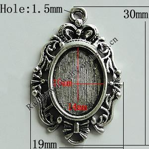 Zinc Alloy Cabochon Settings, 30x19mm Hole:1.5mm, Sold by Bag