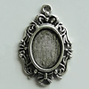 Zinc Alloy Cabochon Settings, 30x19mm Hole:1.5mm, Sold by Bag