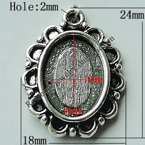 Zinc Alloy Cabochon Settings, 24x18mm Hole:2mm, Sold by Bag