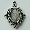 Zinc Alloy Cabochon Settings, Diamond 31x24mm Hole:2mm, Sold by Bag