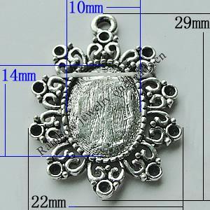 Zinc Alloy Cabochon Settings, 29x22mm Hole:2mm, Sold by Bag