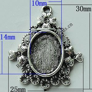 Zinc Alloy Cabochon Settings, 30x25mm Hole:2mm, Sold by Bag