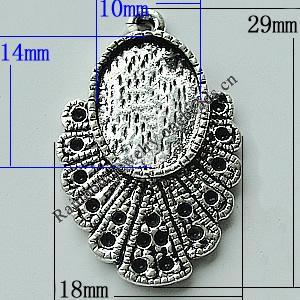 Zinc Alloy Cabochon Settings, 29x18mm Hole:2mm, Sold by Bag