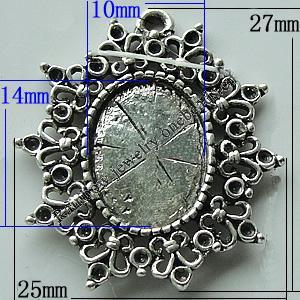 Zinc Alloy Cabochon Settings, 27x25mm Hole:2mm, Sold by Bag