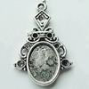 Zinc Alloy Cabochon Settings, 34x22mm Hole:2mm, Sold by Bag