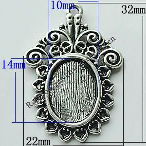 Zinc Alloy Cabochon Settings, 32x22mm Hole:2mm, Sold by Bag