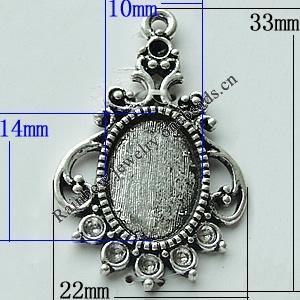 Zinc Alloy Cabochon Settings, 33x22mm Hole:2mm, Sold by Bag