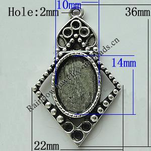 Zinc Alloy Cabochon Settings, 36x22mm Hole:2mm, Sold by Bag