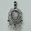 Zinc Alloy Cabochon Settings, 38x19mm Hole:2.5mm, Sold by Bag
