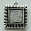 Zinc Alloy Cabochon Settings, Square 23x20mm Hole:2mm, Sold by Bag