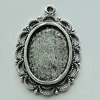 Zinc Alloy Cabochon Settings, Flat Oval 30x22mm Hole:2mm, Sold by Bag