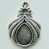 Zinc Alloy Cabochon Settings, 32x23mm Hole:2mm, Sold by Bag