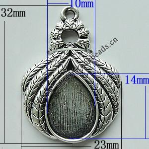 Zinc Alloy Cabochon Settings, 32x23mm Hole:2mm, Sold by Bag