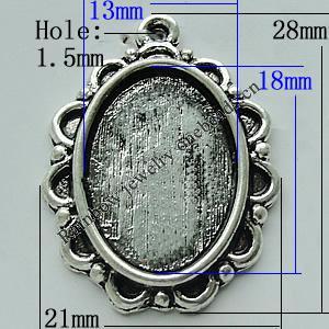 Zinc Alloy Cabochon Settings, 28x21mm Hole:1.5mm, Sold by Bag