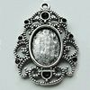 Zinc Alloy Cabochon Settings, 33x24mm Hole:2mm, Sold by Bag