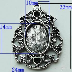 Zinc Alloy Cabochon Settings, 33x24mm Hole:2mm, Sold by Bag