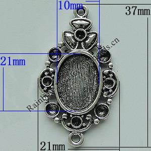 Zinc Alloy Cabochon Settings, 37x21mm Hole:2mm, Sold by Bag