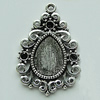 Zinc Alloy Cabochon Settings, Teardrop 33x22mm Hole:2mm, Sold by Bag