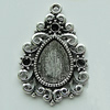 Zinc Alloy Cabochon Settings, Teardrop 33x22mm Hole:2mm, Sold by Bag