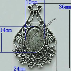 Zinc Alloy Cabochon Settings, 36x24mm Hole:2.5mm, Sold by Bag