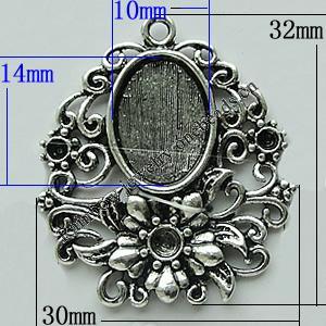 Zinc Alloy Cabochon Settings, 32x30mm Hole:2mm, Sold by Bag