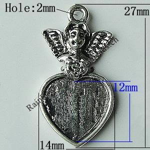 Zinc Alloy Cabochon Settings, 27x14mm Hole:2mm, Sold by Bag