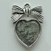 Zinc Alloy Cabochon Settings, 27x20mm Hole:2mm, Sold by Bag