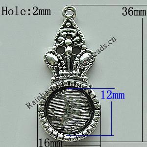 Zinc Alloy Cabochon Settings, 36x16mm Hole:2mm, Sold by Bag