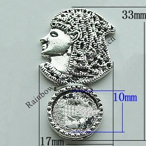 Zinc Alloy Cabochon Settings, 33x17mm, Sold by Bag