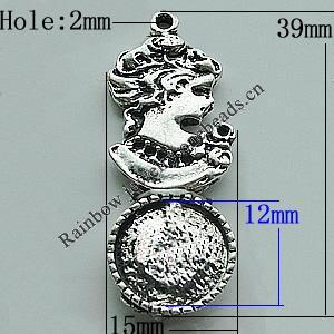 Zinc Alloy Cabochon Settings, 39x15mm Hole:2mm, Sold by Bag