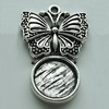 Zinc Alloy Cabochon Settings, Butterfly 33x22mm Hole:2mm, Sold by Bag