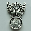 Zinc Alloy Cabochon Settings, Butterfly 33x23mm Hole:2mm, Sold by Bag