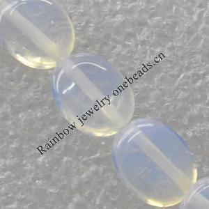 Moonstone Beads，Flat Oval, 8x10mm, Hole:About 1.5mm, Sold per 16-Inch Strand