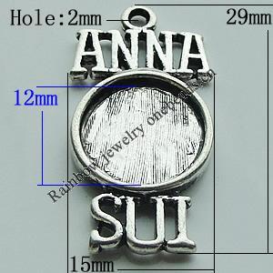 Zinc Alloy Cabochon Settings, 29x15mm Hole:2mm, Sold by Bag