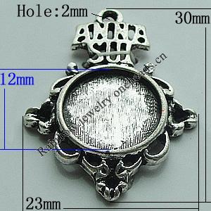 Zinc Alloy Cabochon Settings, 30x23mm Hole:2mm, Sold by Bag