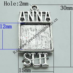 Zinc Alloy Cabochon Settings, 30x15mm Hole:2mm, Sold by Bag