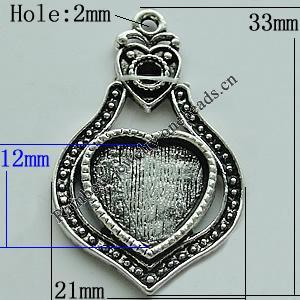 Zinc Alloy Cabochon Settings, 33x21mm Hole:2mm, Sold by Bag