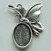 Zinc Alloy Cabochon Settings, Butterfly 30x24mm Hole:2mm, Sold by Bag